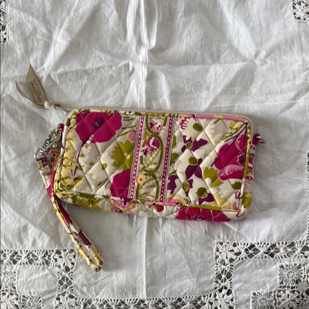 Vera Bradley Pink and Green Quilted Clutch